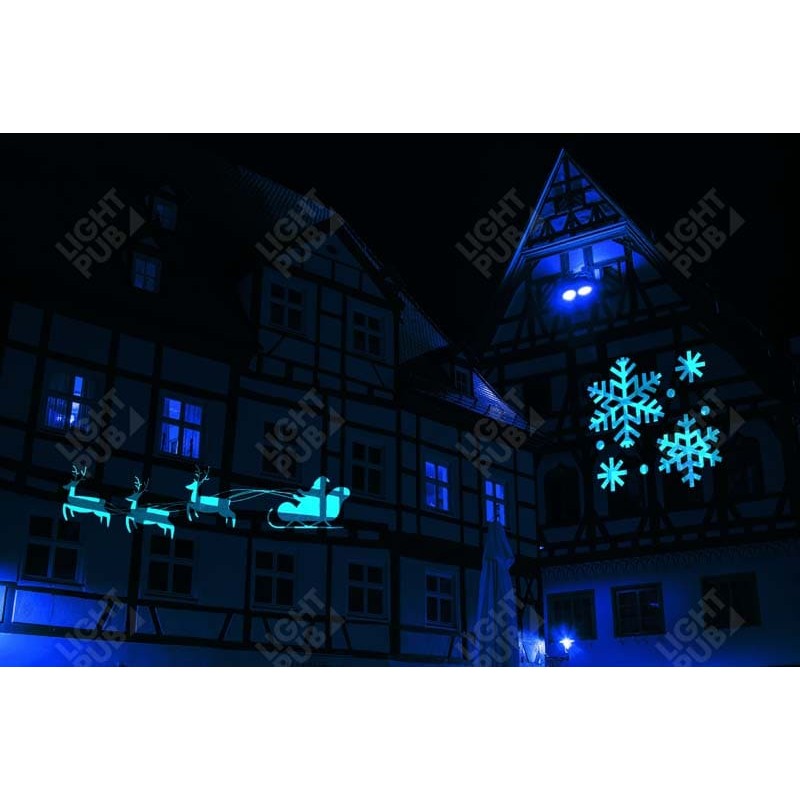 Décoration lumineuse façade bâtiment Noël